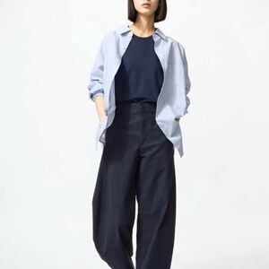 Uniqlo x JW Anderson Dark Blue Women's Barrel-Leg Pants NWT